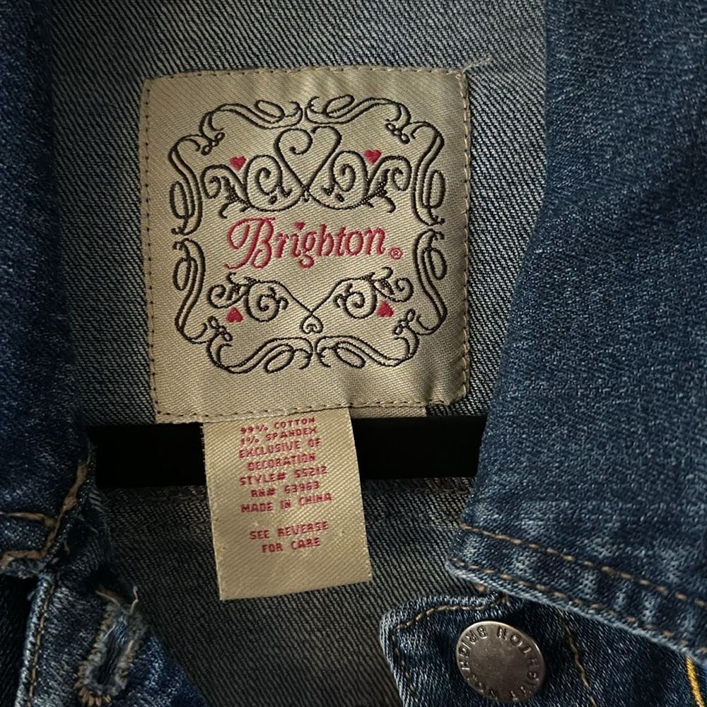 Brighton Collectibles Embroidered Jean Jacket Heart Size Small See Measurements - Picture 6 of 8